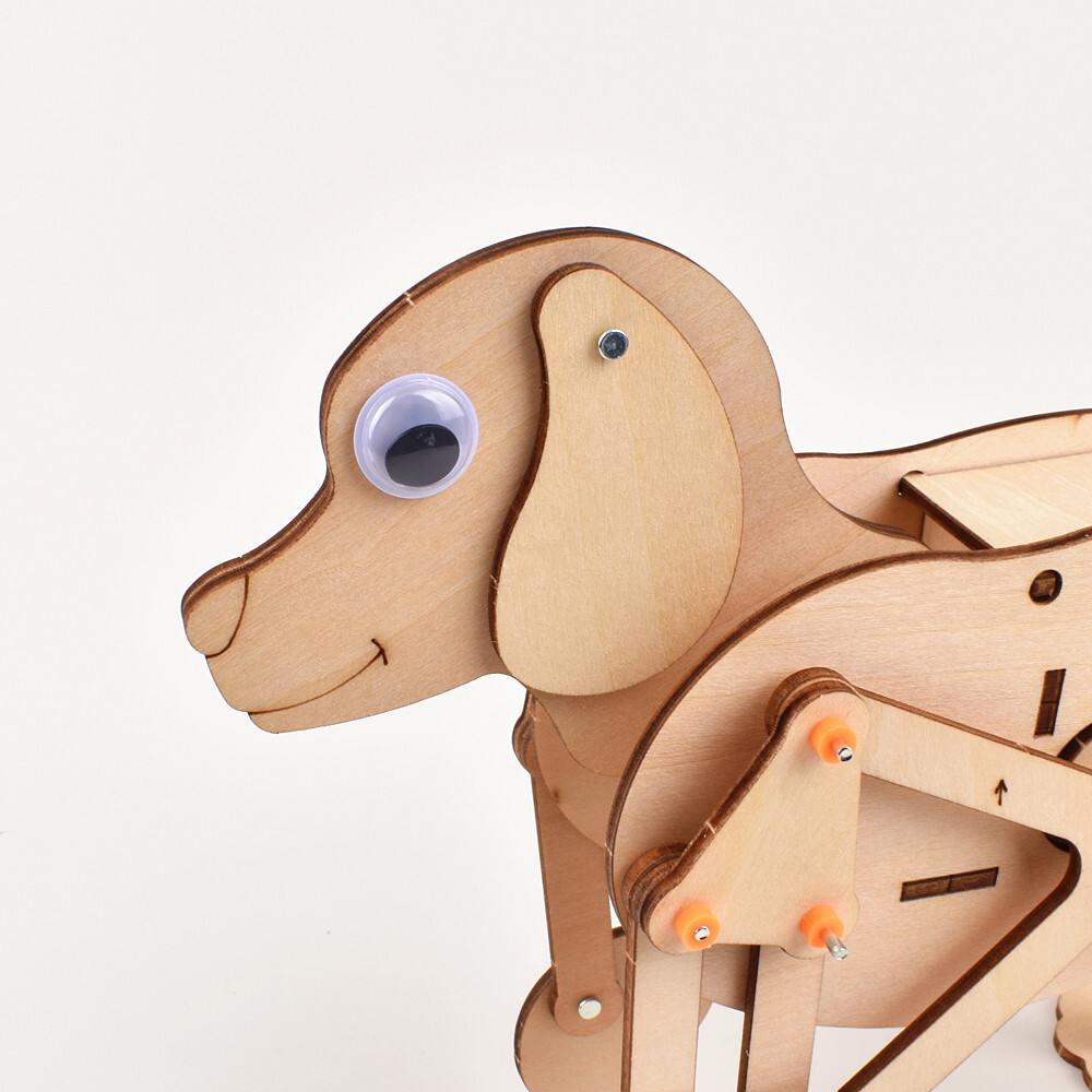 Wooden mechanical dog 3D DIY Model wooden Puzzle Painted electric dog assembly for