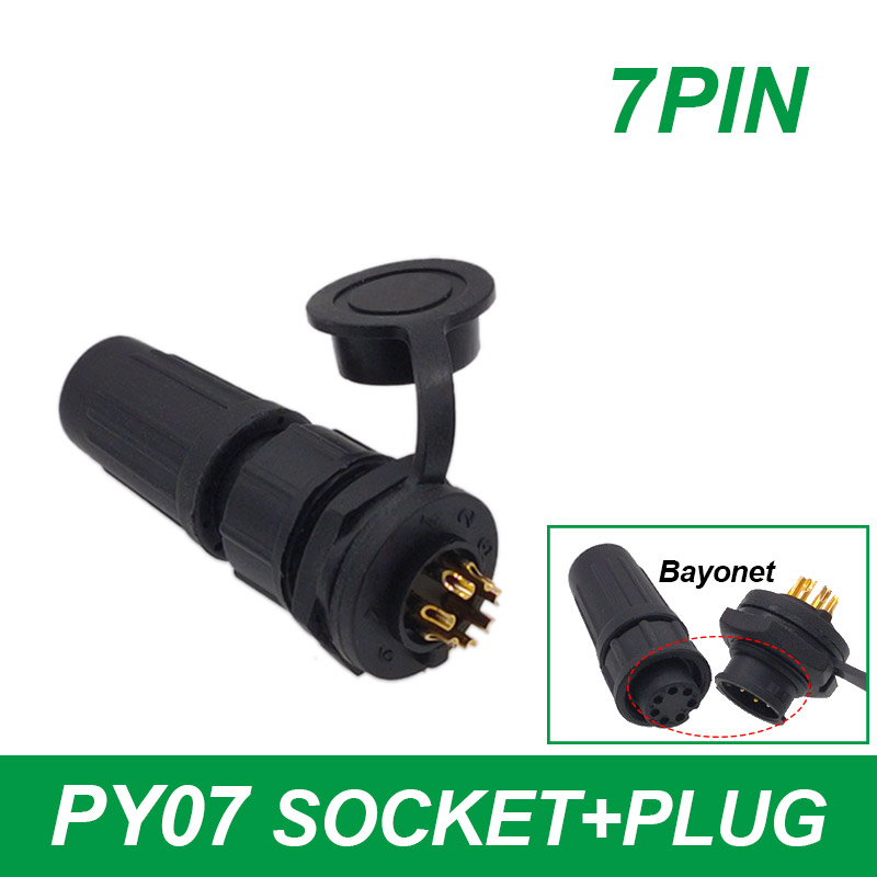 Waterproof connector plastic plug socket IP67 PY07 Z108 butt connector 2pin 3pin 4pin 5pin 6pin 7pin 8pins: Brown