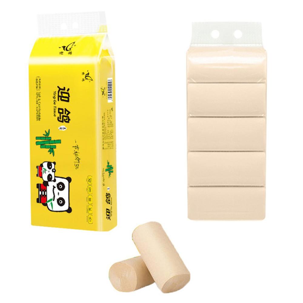 Coreless 10 Roll Bamboo Tissue Paper Towels Bamboo Pulp With Bamboo Pulp Fiber Strong Toughness Household Wettable Water Paper