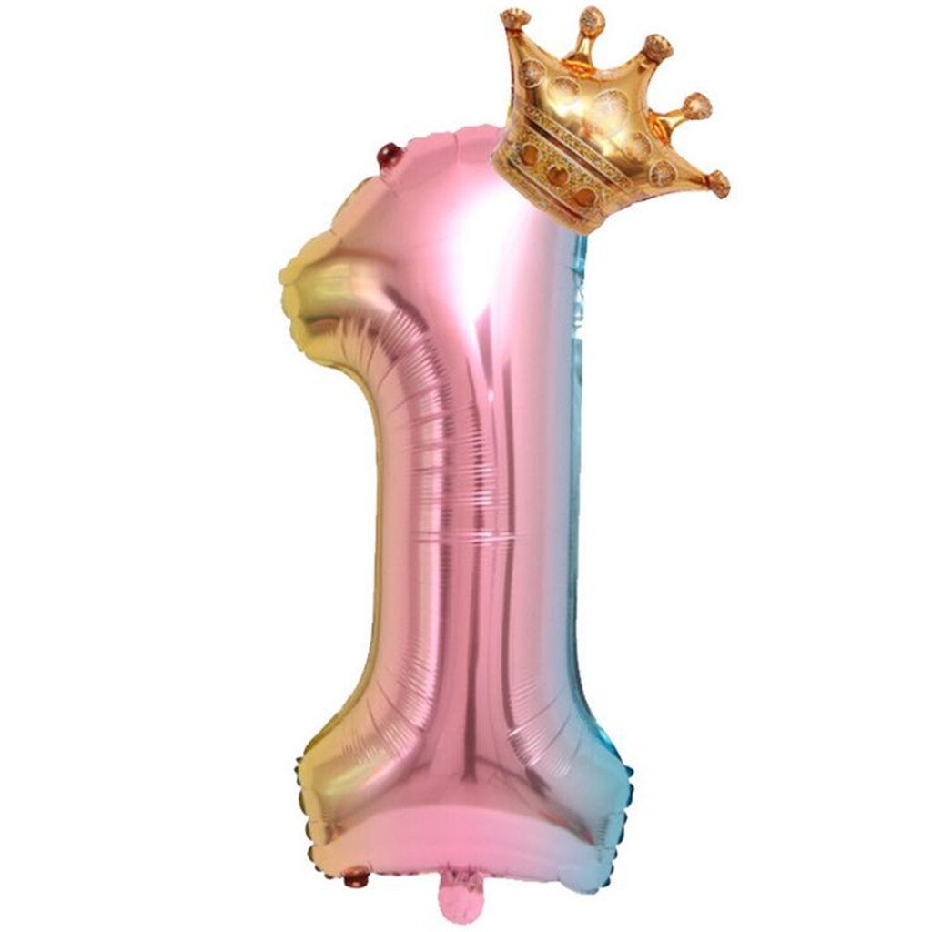 Crown Number Foil Balloons Number Ballon Happy Birthday Party Decoration 32 Inch Party Decorations Adult Wedding Kids Toy: B