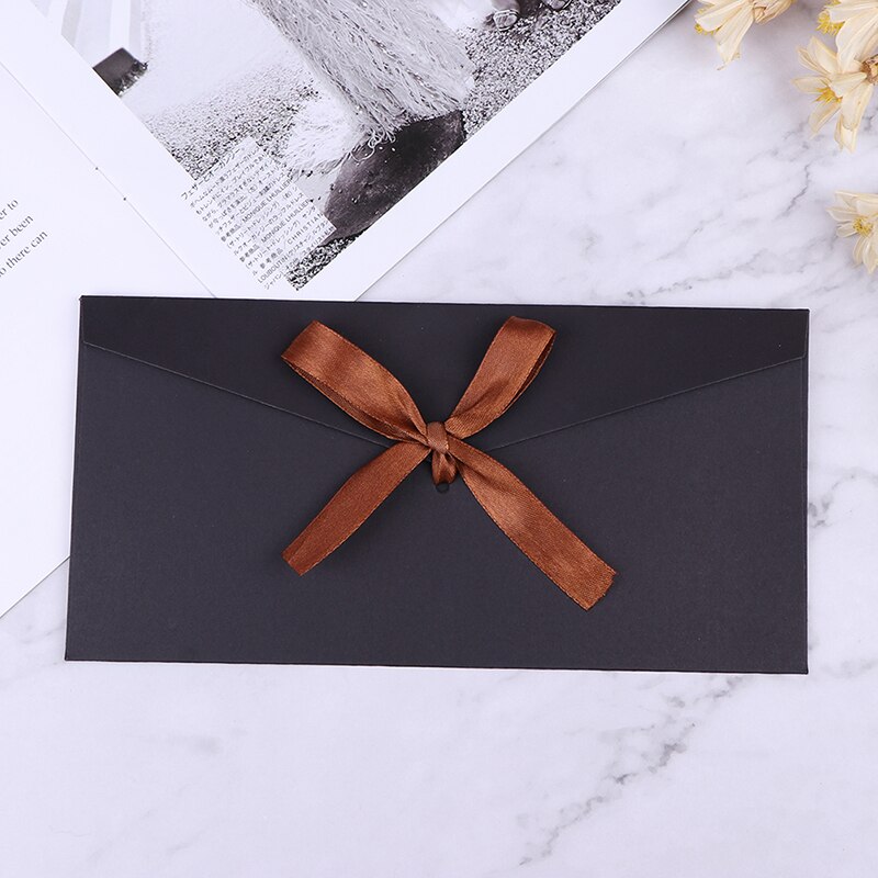 1 ud. 22*11cm Sobres de papel de perla de lazo clásico para boda sobre de invitación sobre de 4 colores: Black