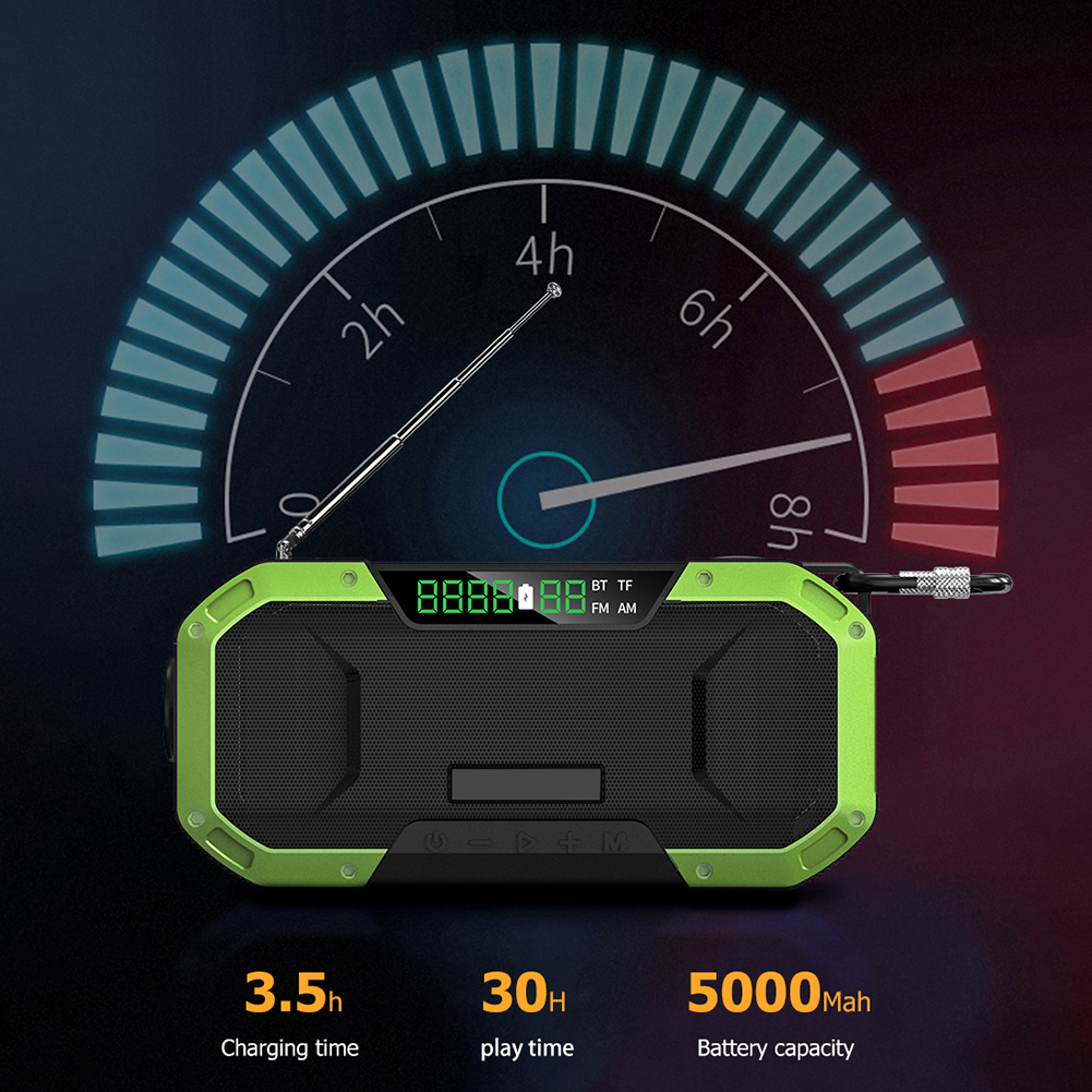 Radio Multifunctional Portable DF-580 Solar AM/FM 5000mAh Power Bank LED Torch IPX5 Waterproof with SOS Outdoor Emergency