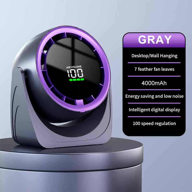 1PCS Desk Fan with Remote , LED Display Mini Table Fan, Rechargeable Personal Fan, 5 Speeds, 360°Tilt, USB-C Charging, Quiet Sma