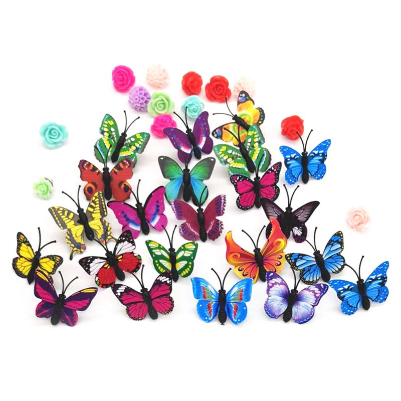 Decoratieve vlinders gele veer vlinder op draad 7.5cm 6st
