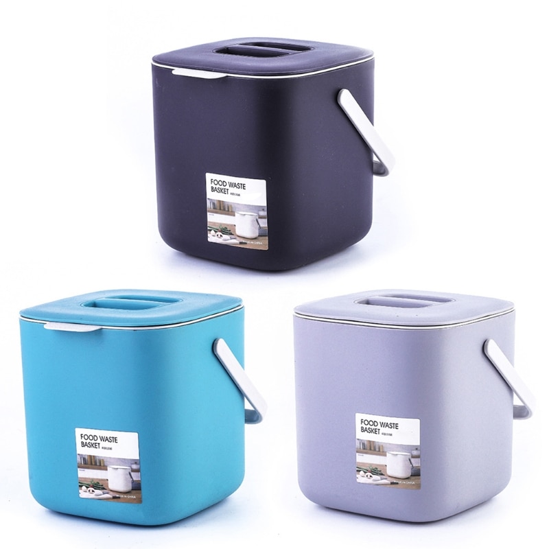 2022 Portable 2 Tier Plastic Kitchen Waste Trash Can with Handle Compost Drainer Bin