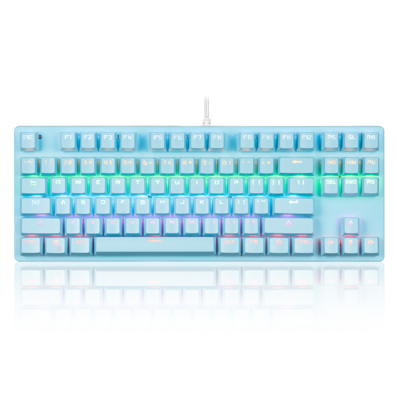 87 Key Gaming Mechanical Keyboard Doubleshot Keycaps Blue Axis Office Business Mechanical Keyboard for Notebook Tablet Computer: 3C250Blue