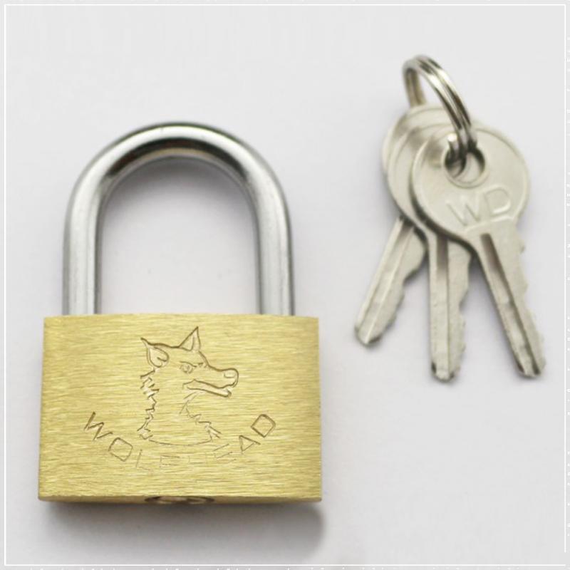 Wolf Head Brass Lock Small Locks Door Locks 20mm 25mm 30mm 40mm 50mm Not Rust Lock Core Include 3 keys Copper Padlock