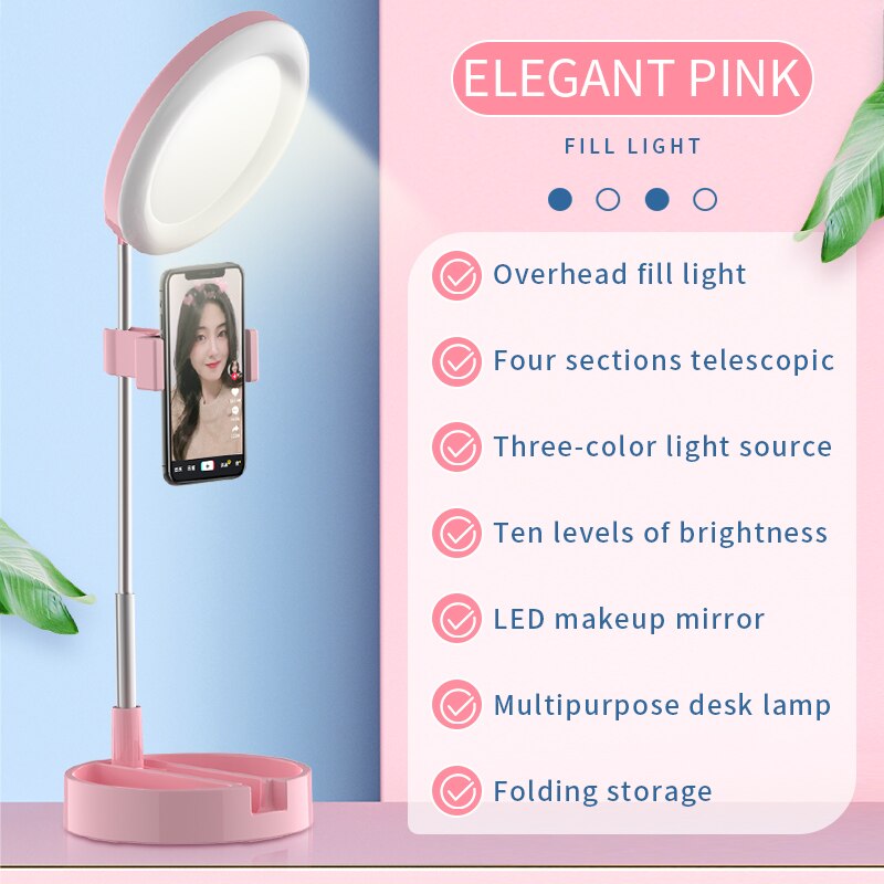 G3 6 Inch Ring Licht Met Ronde Stand Telefoon Houder Led Ring Verlichting 6000K Fotografie Dimbare Make-Up Ring lamp Met Usb