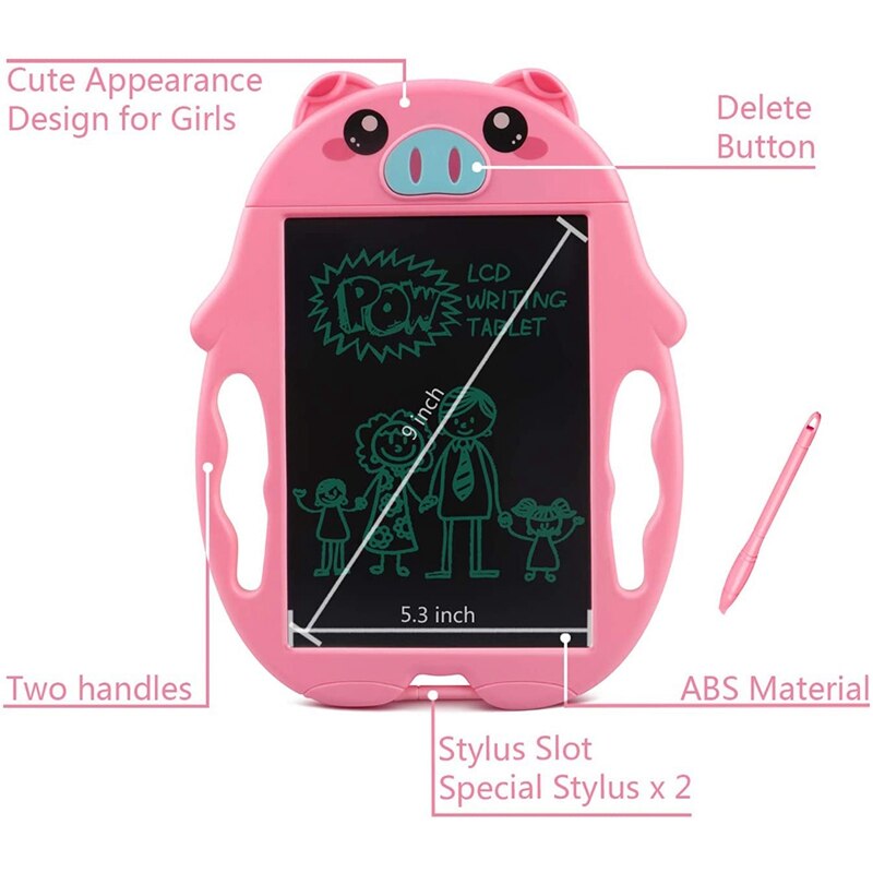 9 Inch Lcd Schrijven Tabletten Kleurrijke Bericht Tekening Leuk Voor Kinderen