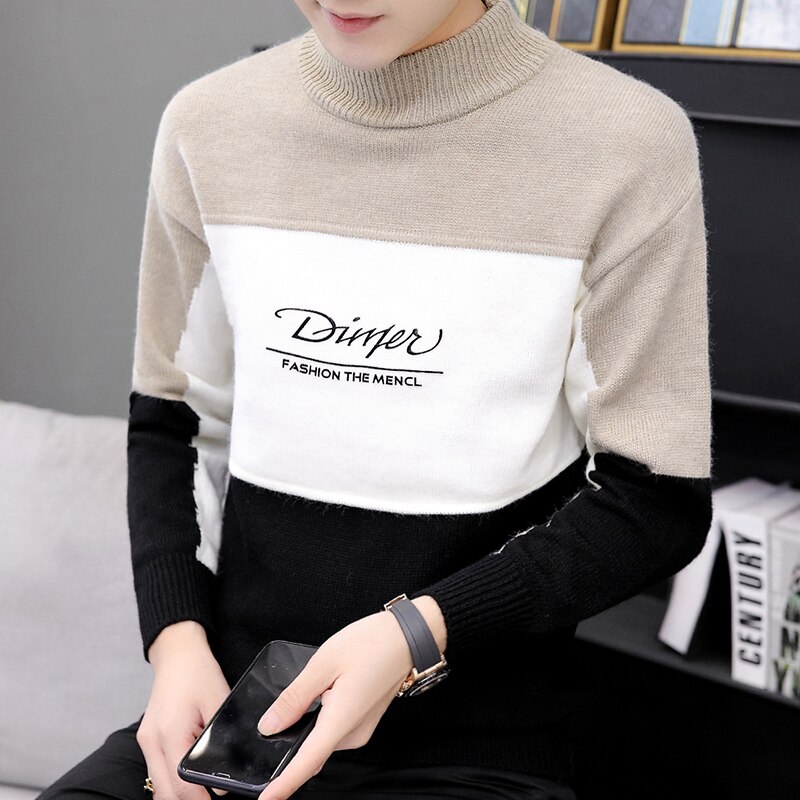 Halv turtleneck gensere herre tykk varm vinter genser herre slim fit herre julegenser pull homme genser
