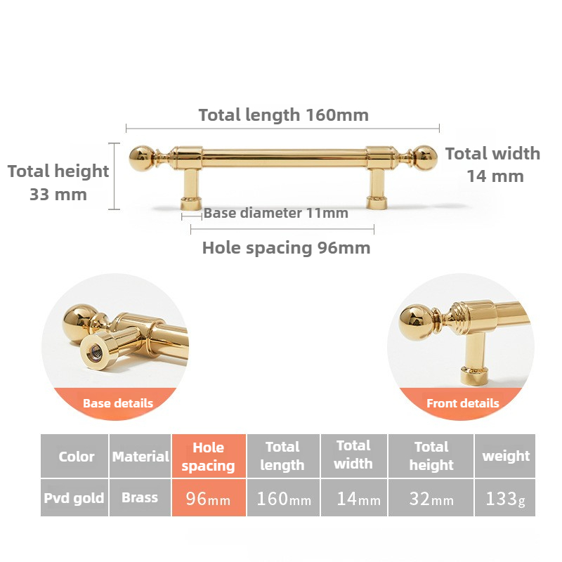 Fransk stil luksuriøse gull kjøkkenskap dørhåndtak solid messing skuffknotter møbelhåndtak maskinvare: Grønn