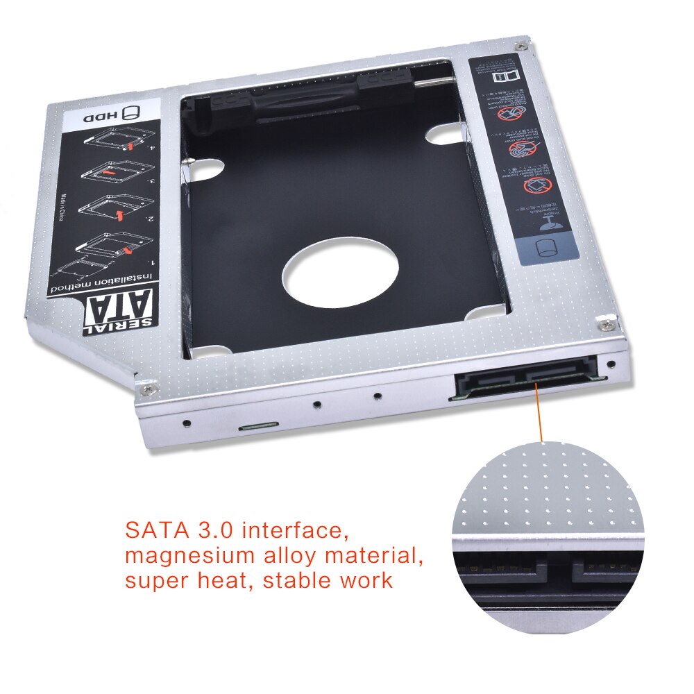 Tishric Universele Aluminium Adapter Dvd Hdd 9.5Mm Sata 3.0 Hdd Caddy Met Led Harde Schijf Behuizing Voor Laptop DVD-ROM oneven Optibay