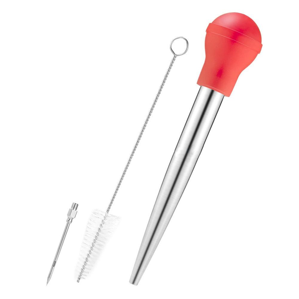 Kruiden Injectoren 304 Roestvrij Staal Voor Diy Bbq Keuken Koken Turkije Vlees Marinade Injector Tool: Rood
