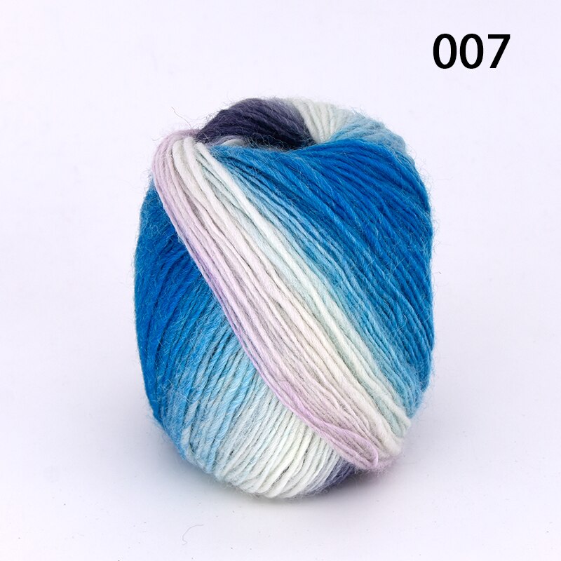50g/ kugle lang regnbue uld farvning ren uld garn dame sjaler tråd uld hat frakke: 007