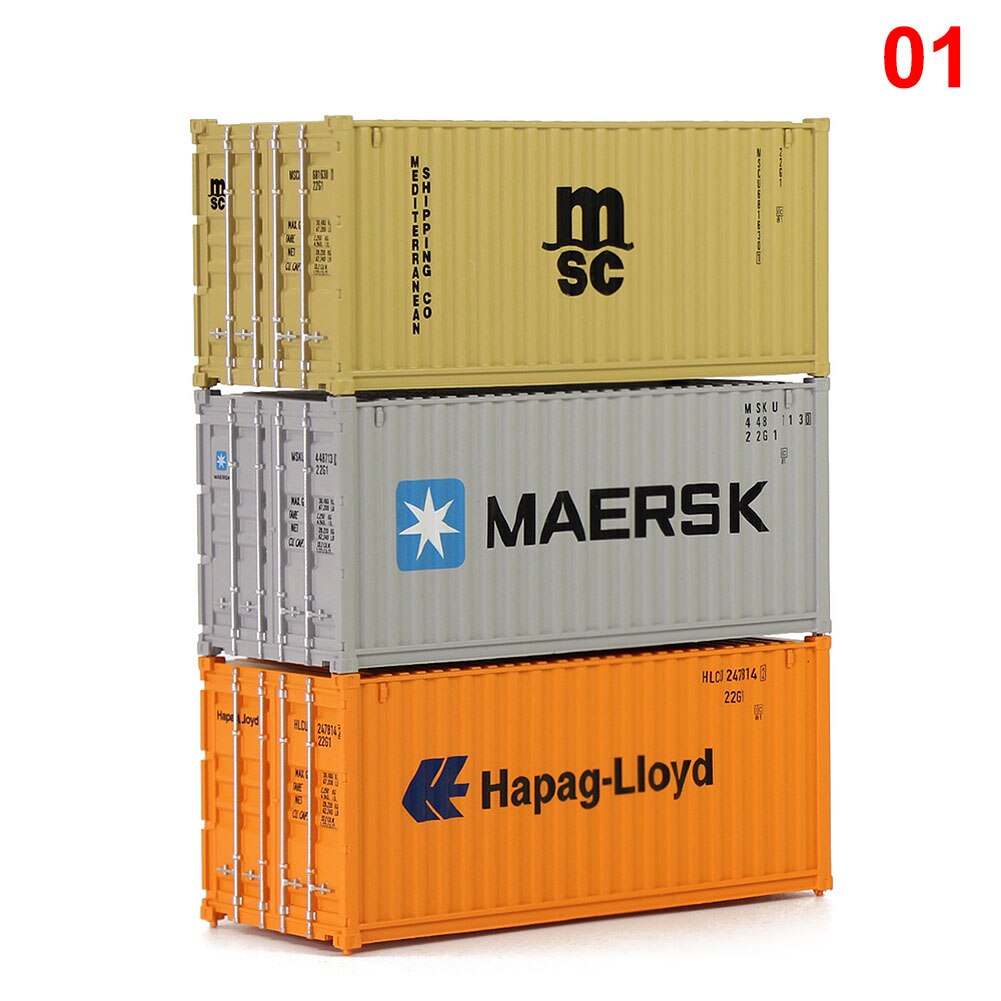 3pcs/6pcs Mixed Different 20ft Freight Container HO Scale Model Train Accessories 1:87 20 Foot Container C8726: 01-3pieces