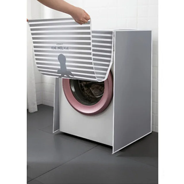 Frontlader-Waschmaschinenabdeckung für Trommel, PEVA-Sonnenschutz, staubdichte Abdeckung, schützende automatische Waschmaschine, Haushalt: dunkel Grau