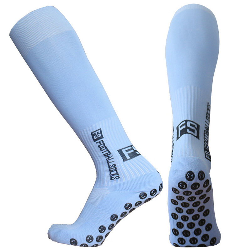 FS Long – chaussettes antidérapantes pour hommes et femmes, avec lettres, pour Baseball, Rugby, Football: Sky blue