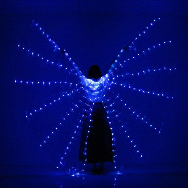 LED objeto de atrezo para mujer y niña, alas LED luminosas ISIS, disfraz de ala iluminada, alas de estilo abierto sin palos: royal blue