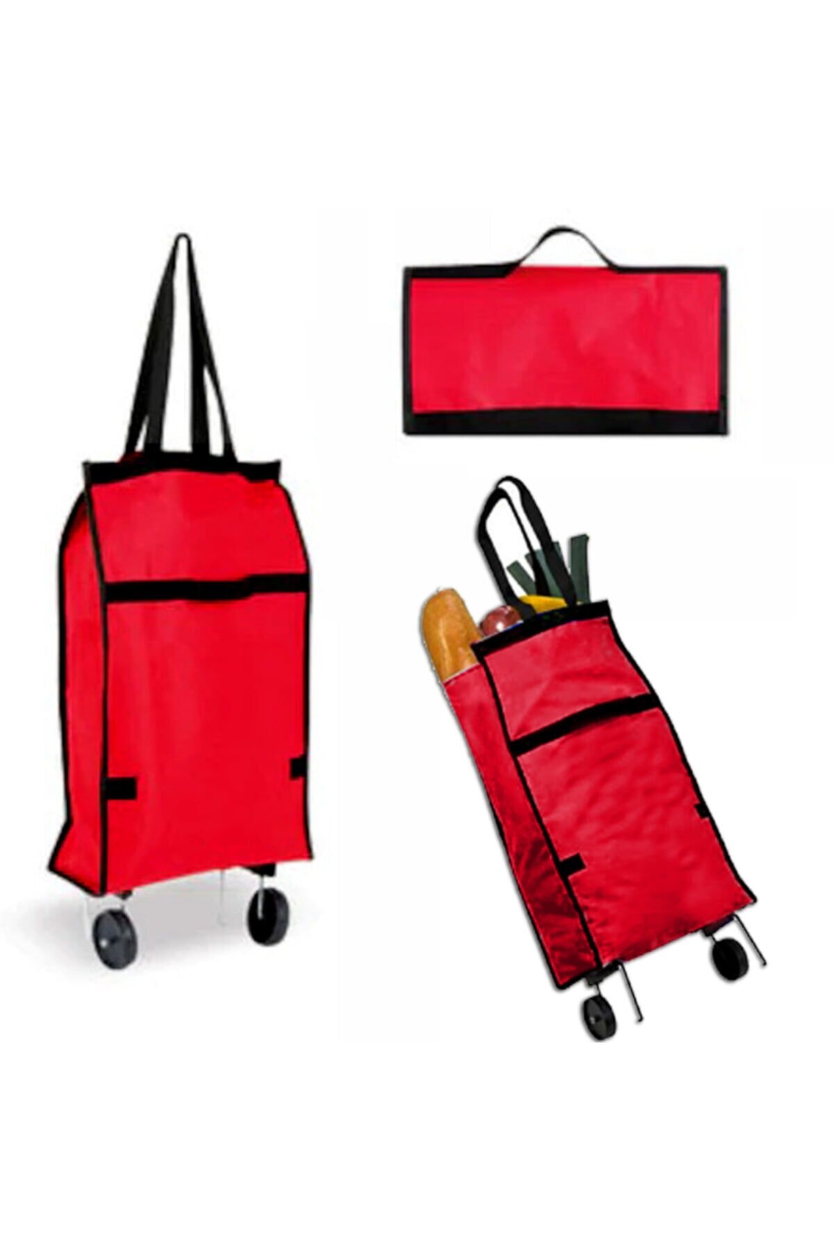 Trolley Tassen Shopper Tasche Сумка Шопер Faltbare Rädern Markt Praktische Vouwen Tasche Korb Tasche Einkaufstasche: Rood