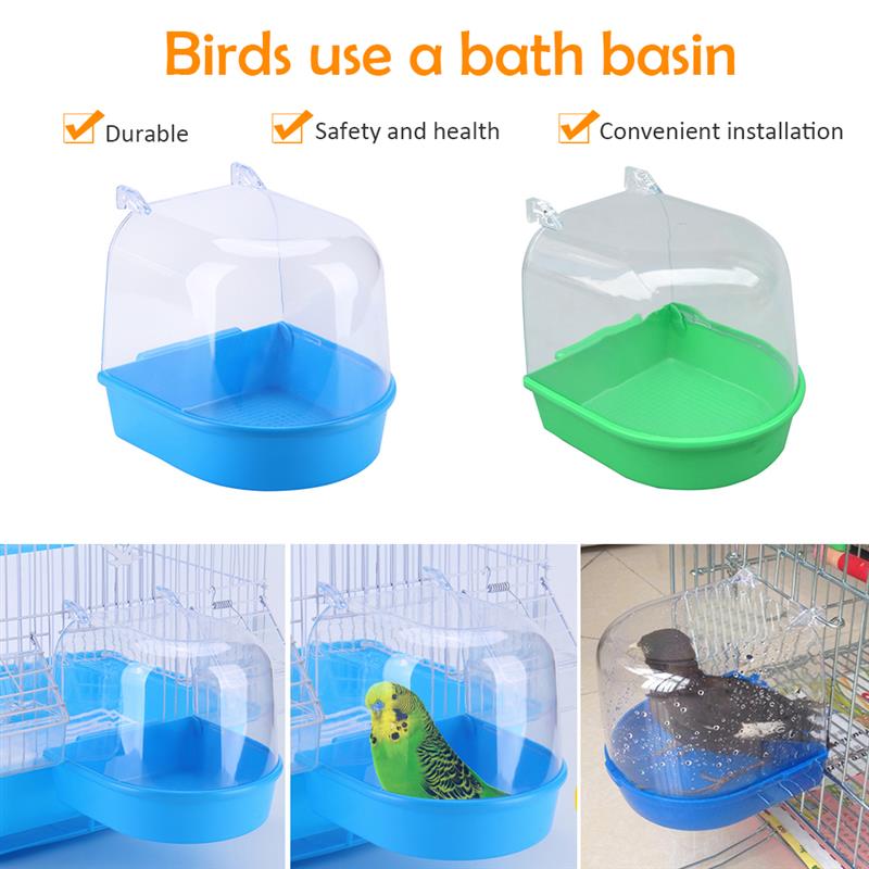 Caja de plástico para baño de aves, bañera, loro para periquito, pájaro amoroso, jaula para mascotas, cuenco colgante, periquito, baño de aves, 1 unidad