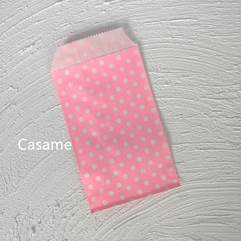 Sacs à bonbons biodégradables pour friandises, 100 pièces 8x15 cm, sacs en papier pour de fête, sac artisanal en papier imprimé à pois, sac de boulangerie, de mariage pour enfant: Light Pink Dot