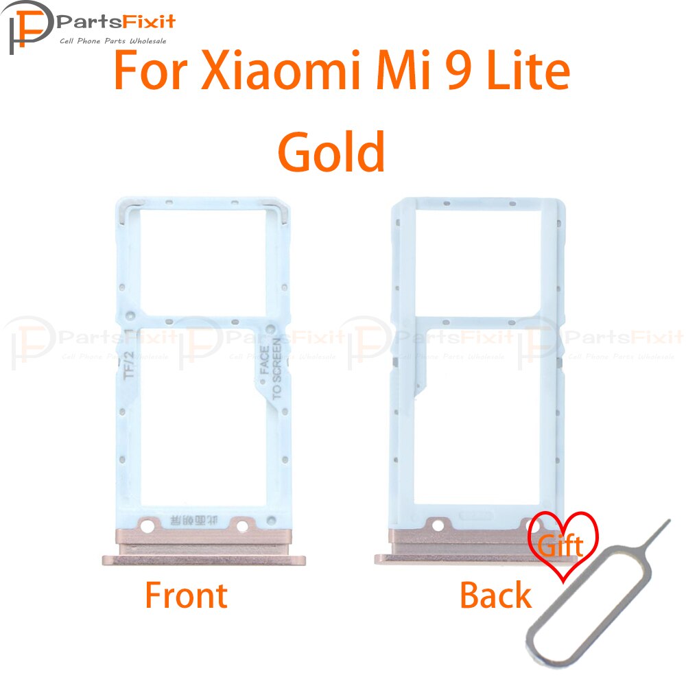 Sim Kaart Lade Voor Mi9 Lite Sim Card Slot Mi9Lite Sim Kaarthouder Card Adapter Voor Mi 9 Lite Vervangingen met Gratis Eject Pin: Gold