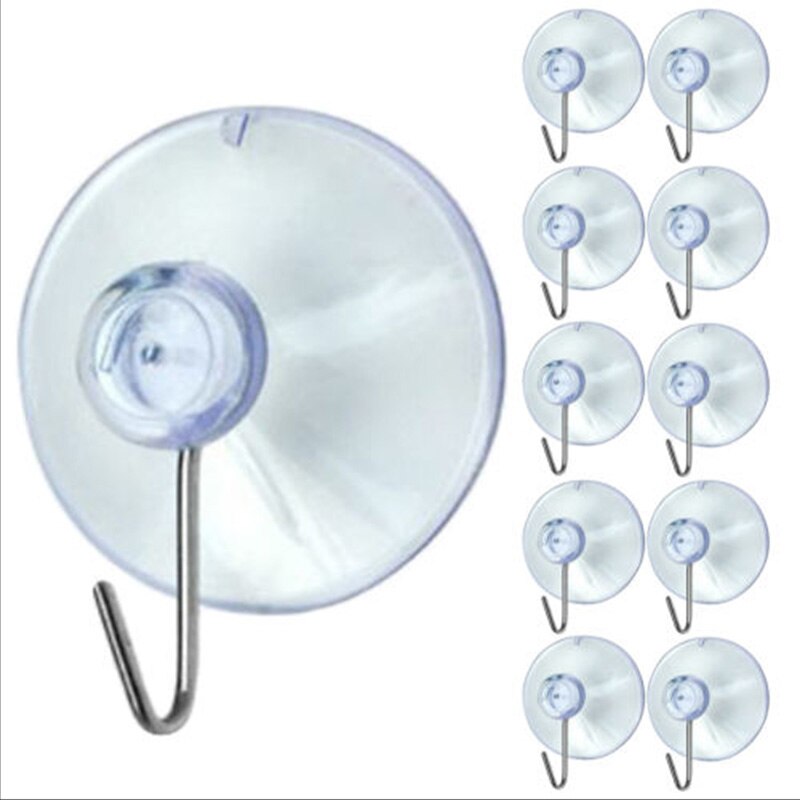 10 Windows Transparent Suction Cup Suction Cup Hook Clothes Jacket Metal Hook