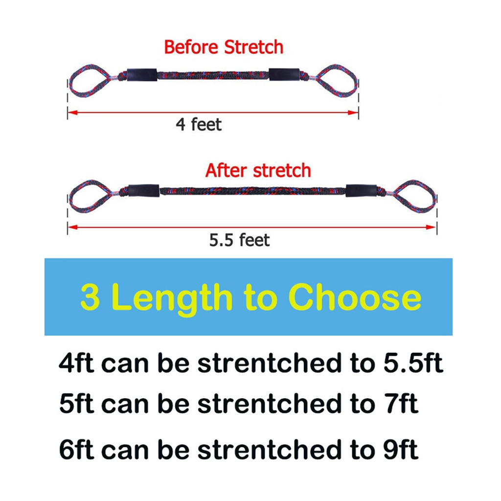 2 stk 122cm kajak tilbehør marine fortøjning reb båd bungee dock line anker reb bungee cord dock line båd tilbehør