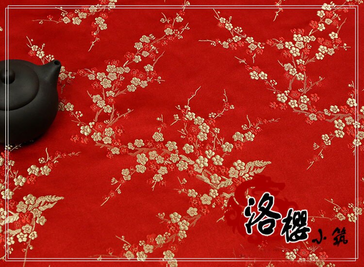 Tyk kinesisk damask kostume kjole kapper qipao tøj kimono satin blomme jacquard brokade stoffer