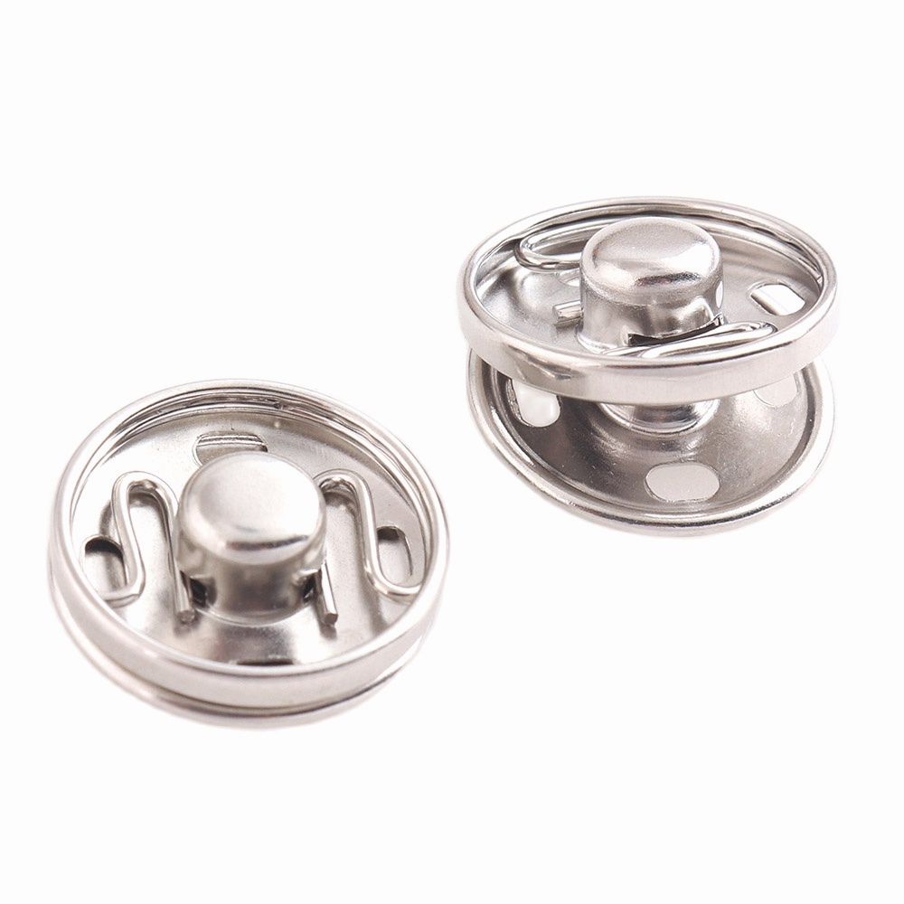 Round Sew-on Snap Button Silver Poppers Snap Fasteners Press Sewing Leather Craft Copper Press Studs Spring Metal Snap 17mm 10pc