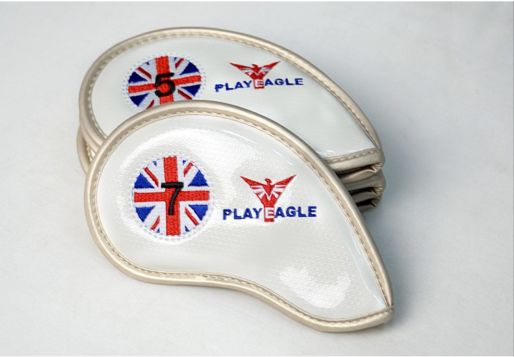 PLAYEAGLE 10 stks/set Dikte PU Lederen Golf Headcover Waterdicht Makkelijk Schoon Iron Head Cover met Patroon