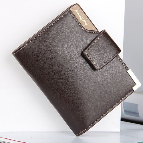 Cartera Retro plegable de cuero para hombre, billetera pequeña para tarjetas de identificación y negocios: F Coffee