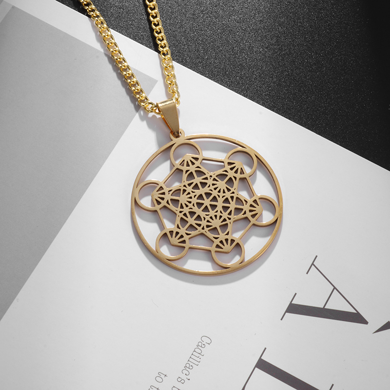 Collar con colgante de pentagrama de brujería misteriosa de acero inoxidable, amuleto de pentagrama con sello de salmón, joyería