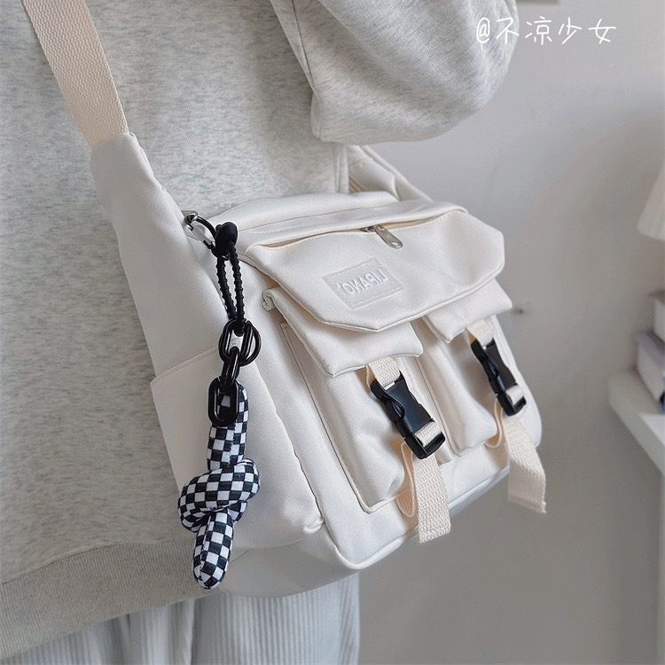 Collage-bolsas escolares para estudiantes para mujeres y hombres, bolsos cruzados de nailon con múltiples bolsillos, Bolso de mensajero para libros, verano