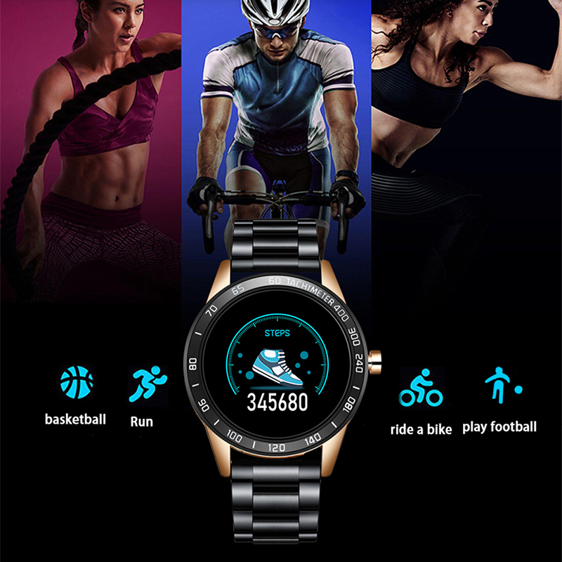 LIGE ceinture en acier montre intelligente hommes fréquence cardiaque pression artérielle surveillance de la santé Sport étanche Sport Smartwatch Fitness Tracker