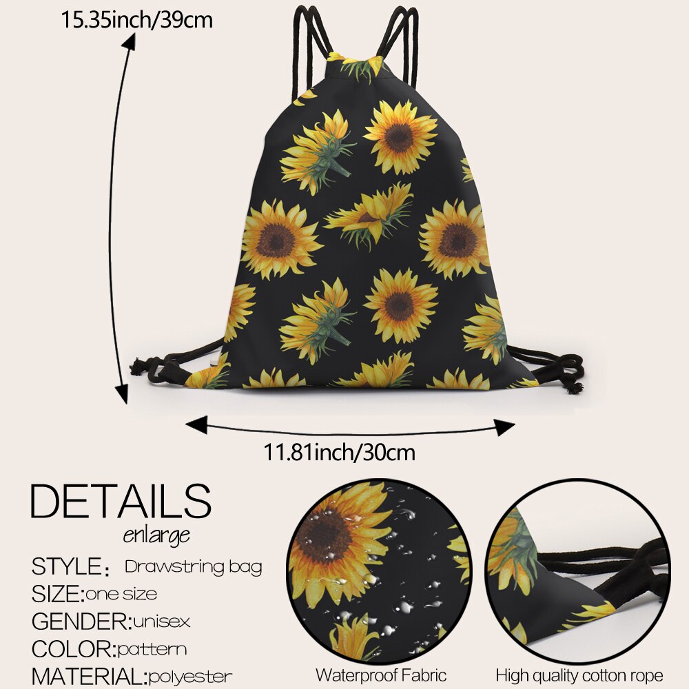 Deanfun drawstring bag 3d impresso daisy volta pacote para mulheres elegantes sacos de desporto ginásio mochila 60415