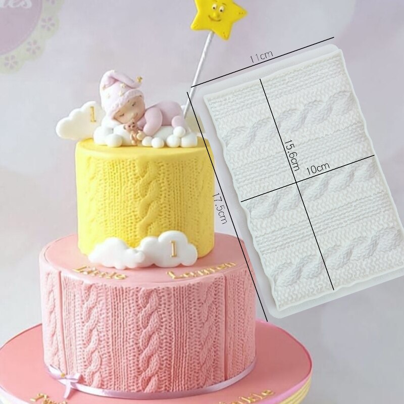 Sweater Pattern Knitting Texture Fondant silicone mold Cake Border Embossing Woolen Yarn Doll Shape Cake Decorating Moulds: C