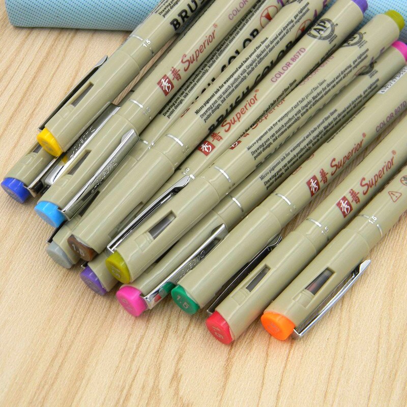 12pc drawing pen Pigment BRUSH ink pen pen Art Marker pen Different Tip Painting Sketching drawing Pen Office Supplies