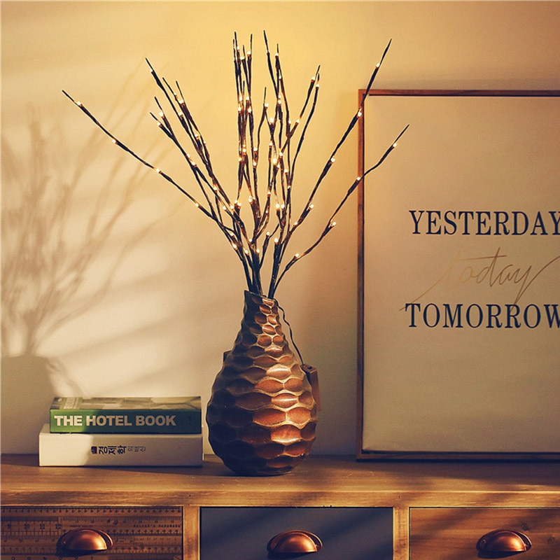 LED Willow Branch Lamp Floral Tree Light 20 Bulbs Christmas Party Home Birthday Battery Powered t Vase Decor Lamp