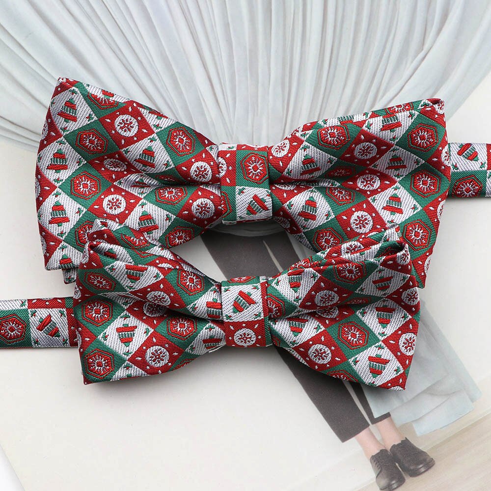 noël noeud papillon ensemble père noël arbre de noël Parent-enfant Polyester rouge bleu papillon Festival accessoire: Set 6