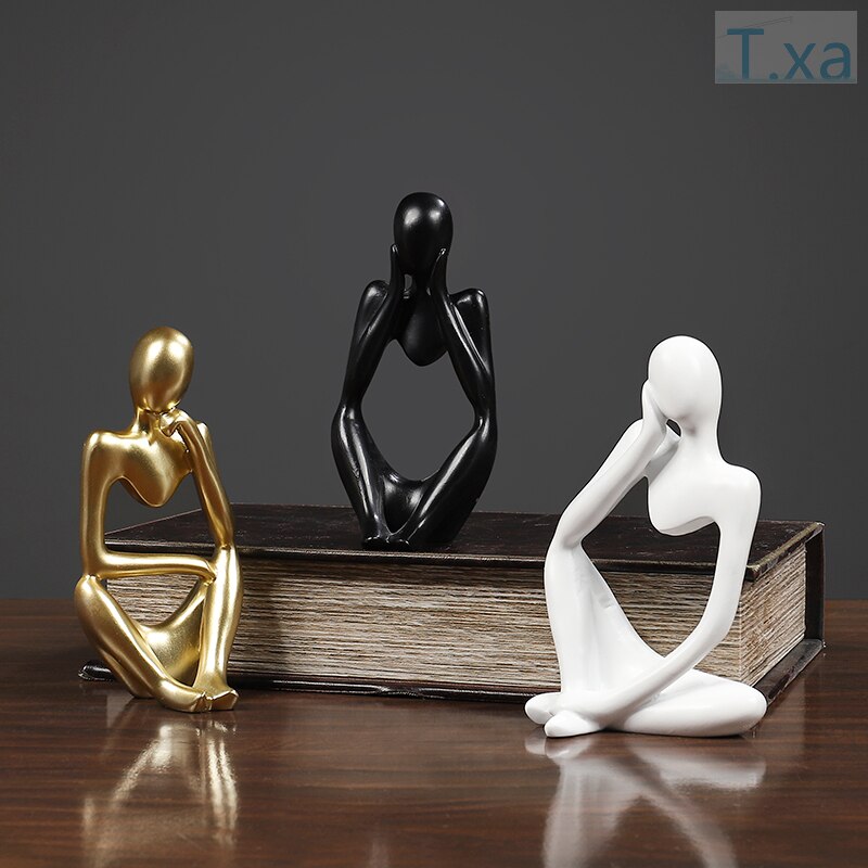 Thinker Statue Abstract Figure Sculpture Small Ornaments Resin Statue Home Crafts Modern Interior Decoration home accessorie