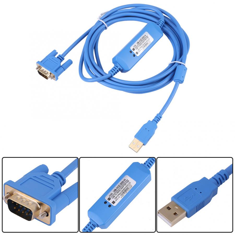 1pc 3meter Blue PLC Programming Adapter Cable for Omron CQM1H/CPM2C Series PLC With Bare Copper Wire