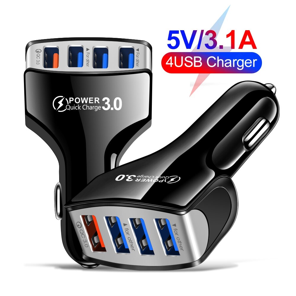 AIXXCO-Adaptador de cargador de teléfono móvil para coche, dispositivo de carga rápida 3.1A, 4 puertos USB, 15W, para iPhone, Xiaomi, Huawei