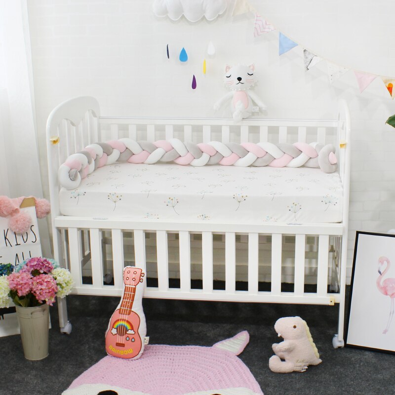 200 cm Lengte Baby Bed Bumper Pure Kleur Weven Pluche Babybedje Protector Voor Pasgeborenen Baby Kamer Decoratie