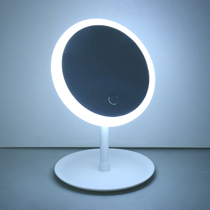 Desk Ring Light Mirror Led Smart Touch Control Lighted Makeup Vanity Stand Up Led Vanity Mirror USB Use Makeup Mirror