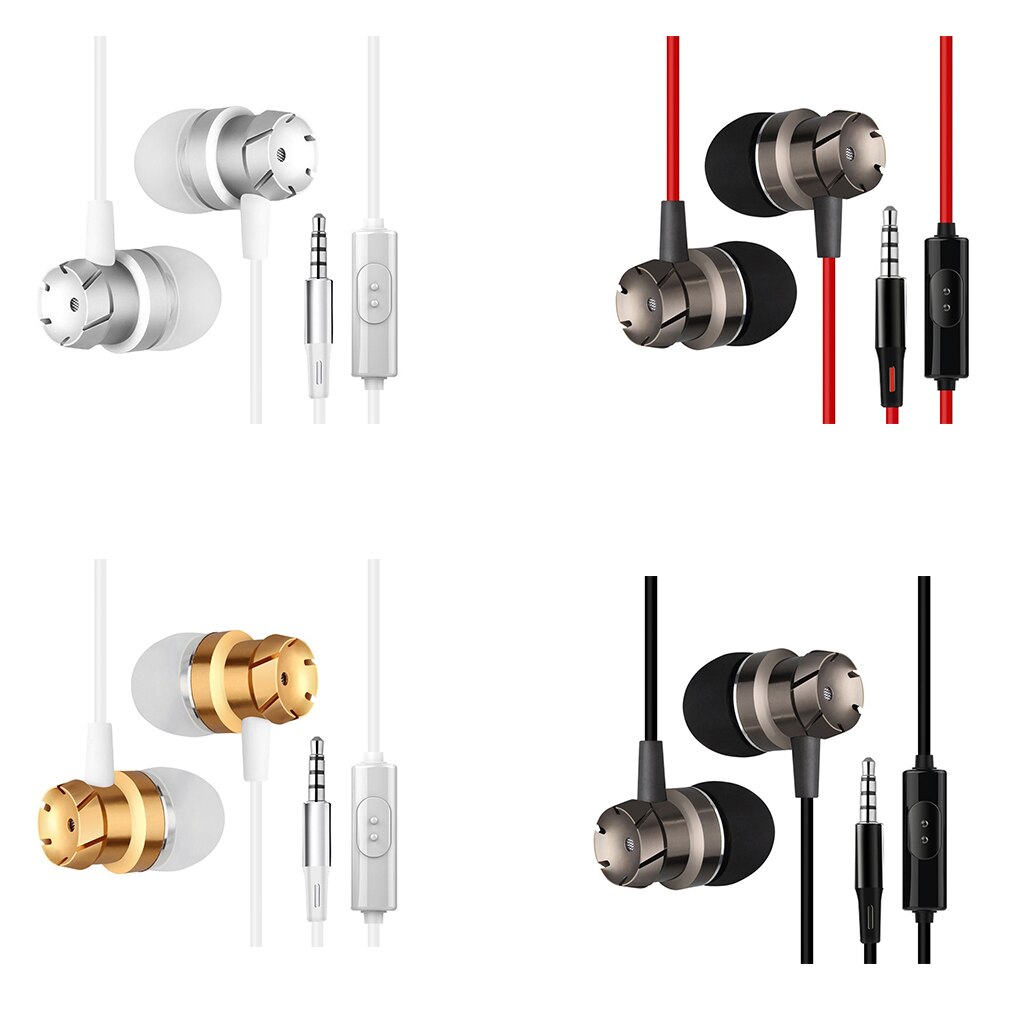 3.5Mm Poort In-Ear Super Bass Line Controle Oortelefoon Telefoon MP3 Computer Laptop Hoofdtelefoon Microfoon Wired Headset