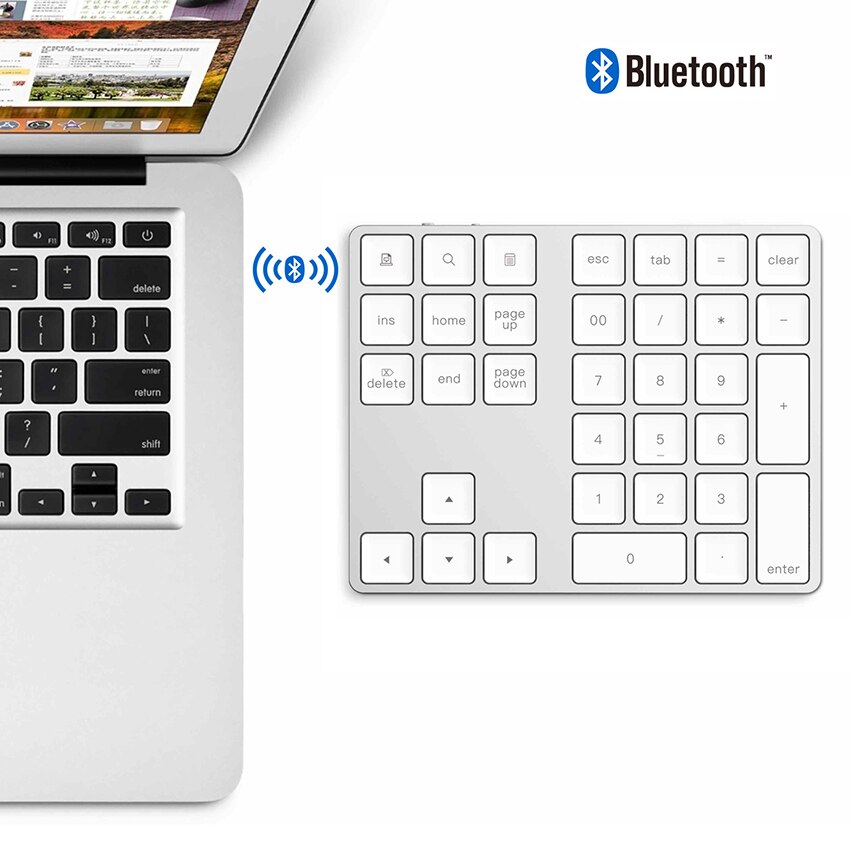 Bluetooth-compatible Keyboard, 34Keys Mini Foldable Wireless Keyboard, Durable Aluminum Alloy Housing, for iOS Android, Windows