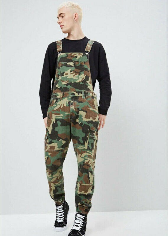 hombres monos de mezclilla Baberos monos camuflaje Moto Biker Correa Pantalones Casual hombres Pantalones Casual Cargo Pantalones