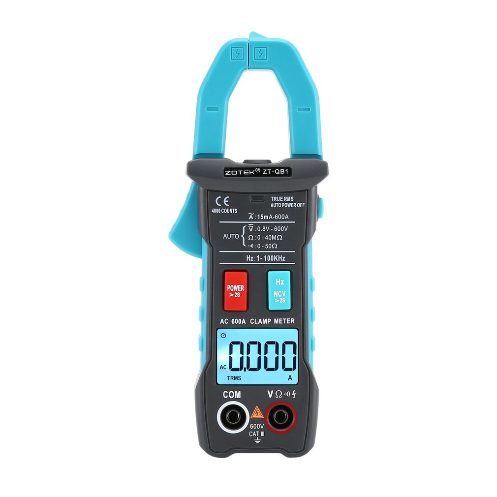 ZOTEK ZT-QB1 Digital Clamp Meter Multimeter True-RMS Peak Hold Auto Range AC/DC Volt AC Amp Ohm NCV Continuity Tester
