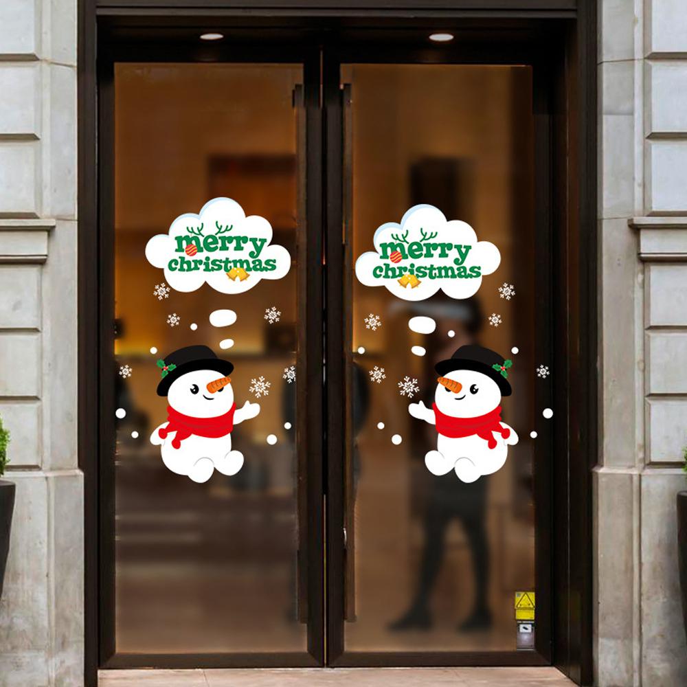 Double-sided Christmas Snowman Door Stickers Living Rome Window Storefront Glass Decoration Sticker